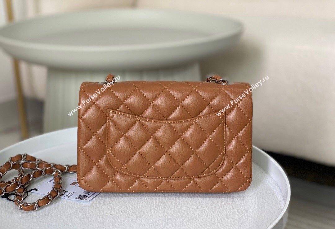 Chanel Lambskin Classic Mini Flap Bag A69900 Brown/Silver 2023 (sm-2312260153)