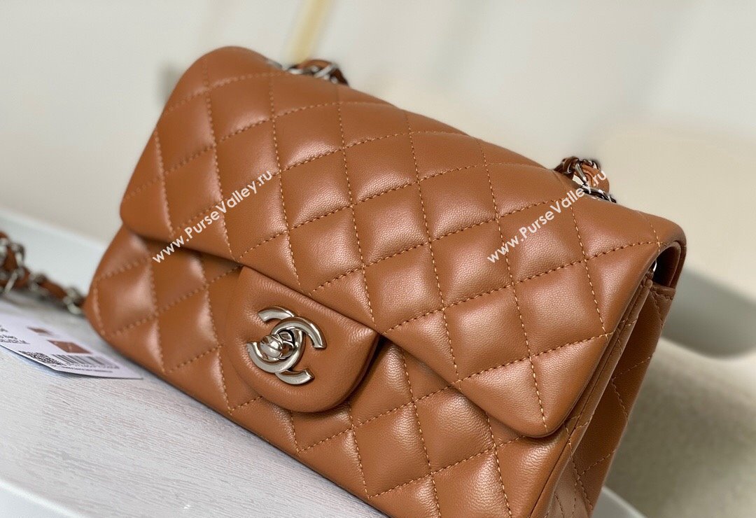 Chanel Lambskin Classic Mini Flap Bag A69900 Brown/Silver 2023 (sm-2312260153)