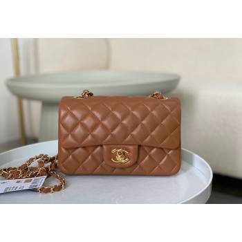 Chanel Lambskin Classic Mini Flap Bag A69900 Brown/Gold 2023 (sm-2312260154)