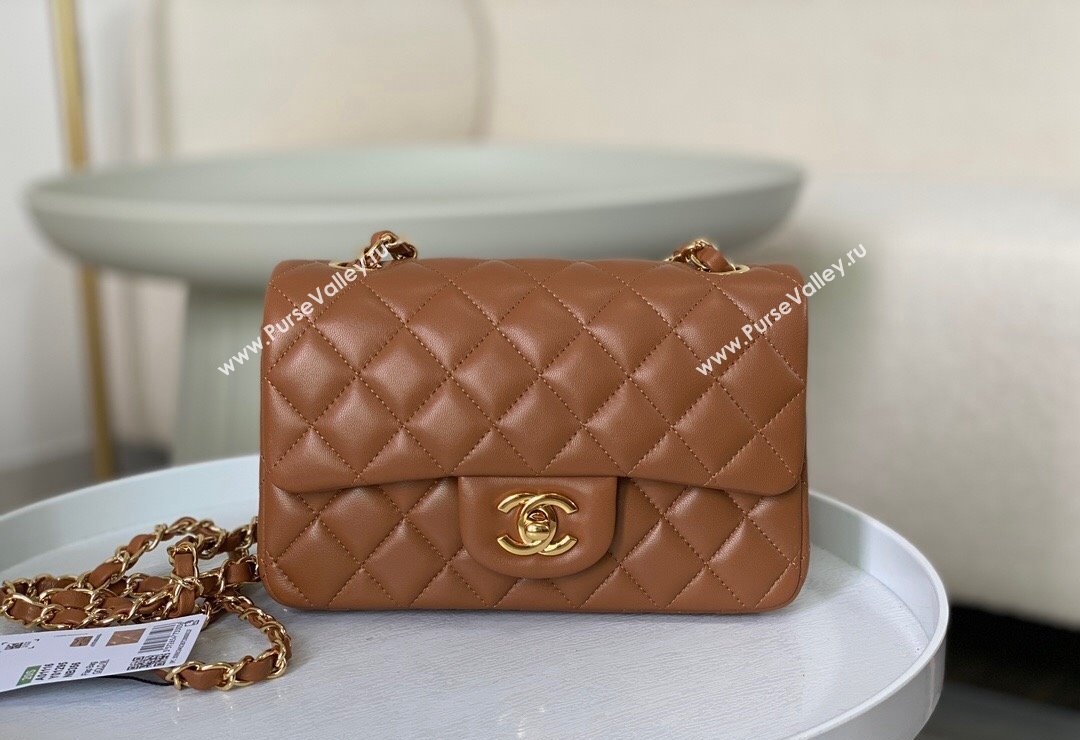 Chanel Lambskin Classic Mini Flap Bag A69900 Brown/Gold 2023 (sm-2312260154)