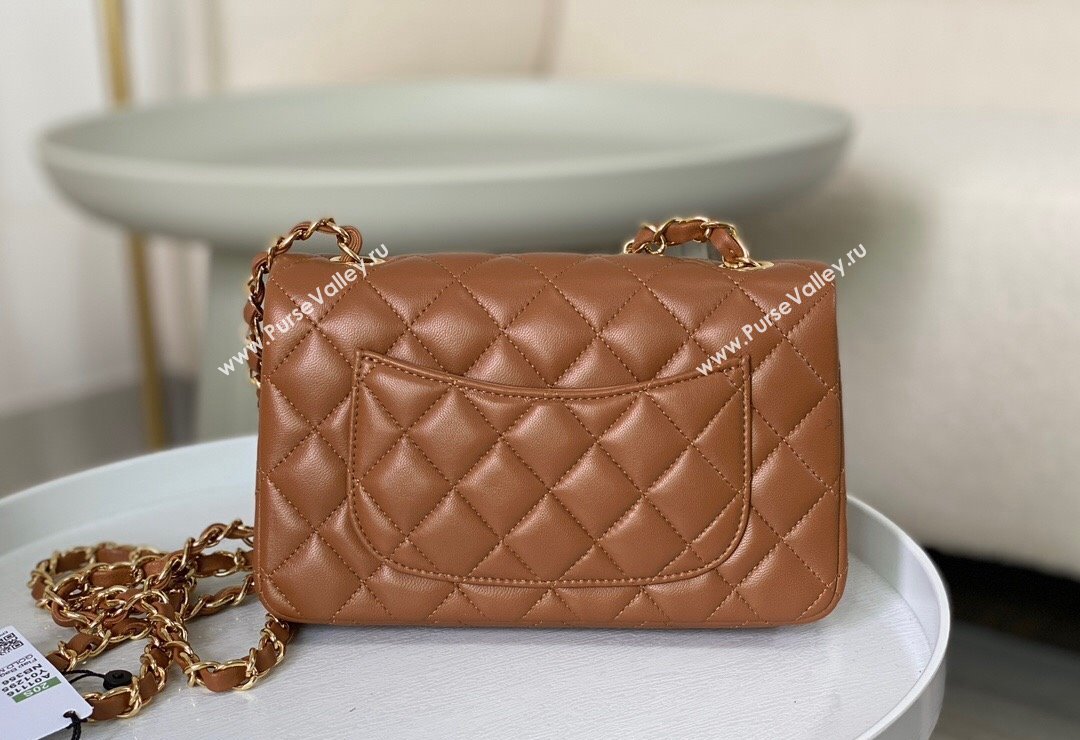 Chanel Lambskin Classic Mini Flap Bag A69900 Brown/Gold 2023 (sm-2312260154)