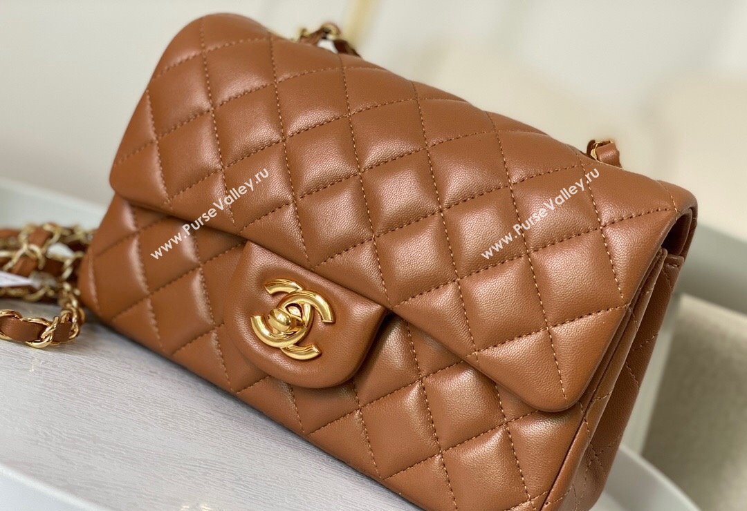 Chanel Lambskin Classic Mini Flap Bag A69900 Brown/Gold 2023 (sm-2312260154)