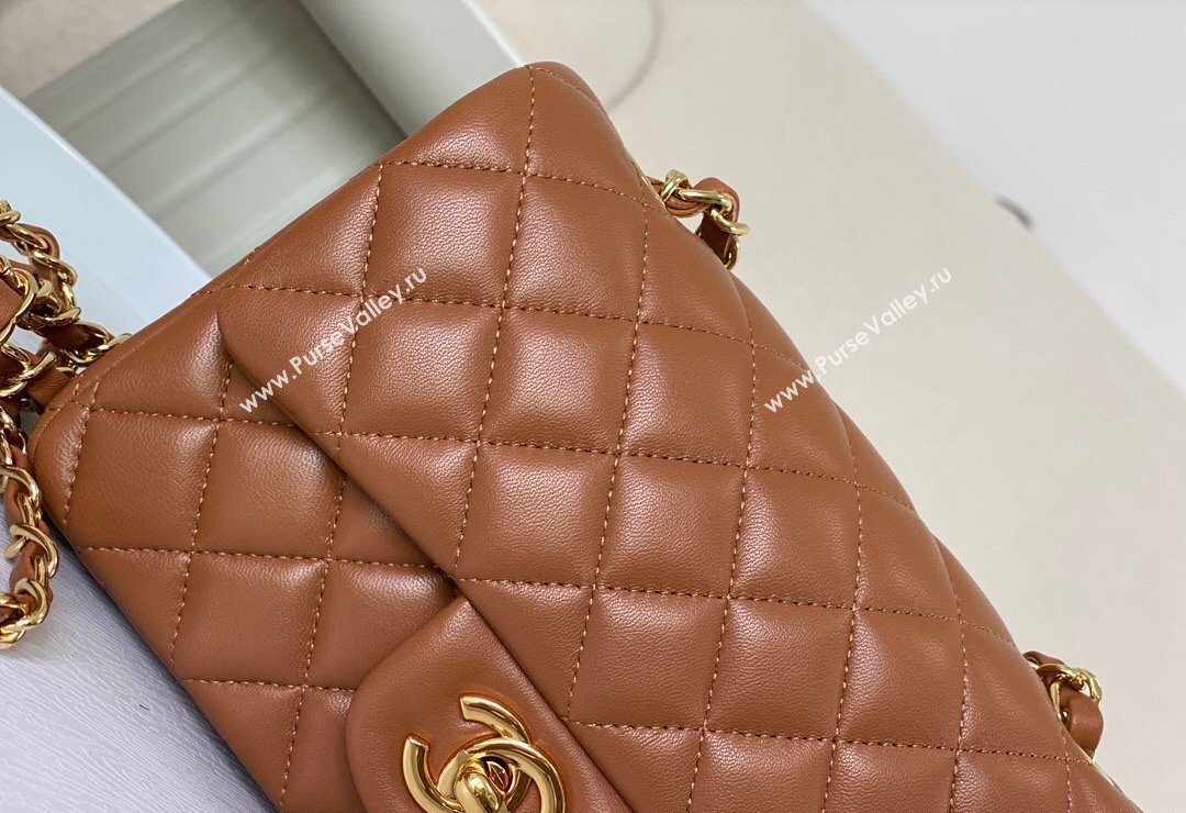 Chanel Lambskin Classic Mini Flap Bag A69900 Brown/Gold 2023 (sm-2312260154)