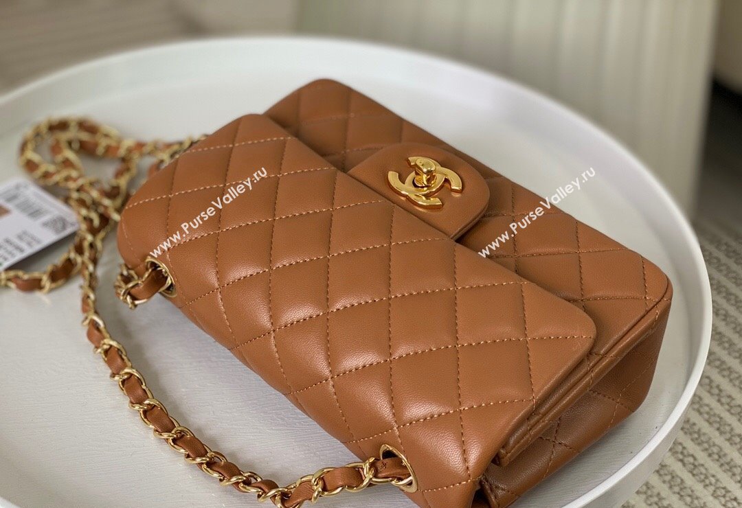 Chanel Lambskin Classic Mini Flap Bag A69900 Brown/Gold 2023 (sm-2312260154)