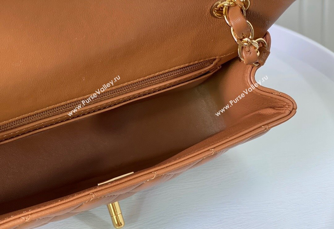 Chanel Lambskin Classic Mini Flap Bag A69900 Brown/Gold 2023 (sm-2312260154)