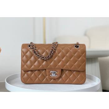 Chanel Lambskin Classic Medium Flap Bag A01112 Brown/Silver 2023 (sm-2312260155)