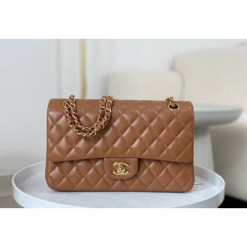 Chanel Lambskin Classic Medium Flap Bag A01112 Brown/Gold 2023 (sm-2312260156)