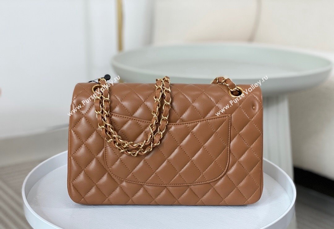 Chanel Lambskin Classic Medium Flap Bag A01112 Brown/Gold 2023 (sm-2312260156)