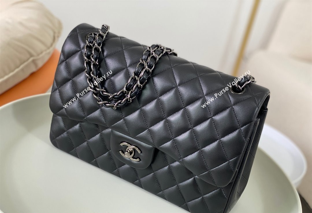 Chanel Lambskin Classic Large Flap Bag A58600 Black/Gunmetal 2023 (sm-2312260159)