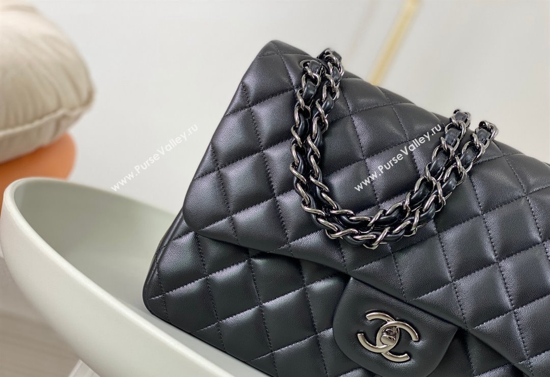 Chanel Lambskin Classic Large Flap Bag A58600 Black/Gunmetal 2023 (sm-2312260159)