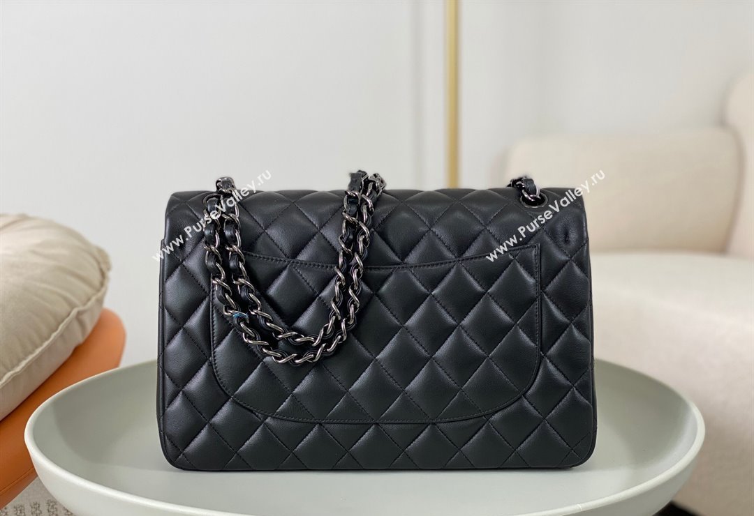 Chanel Lambskin Classic Large Flap Bag A58600 Black/Gunmetal 2023 (sm-2312260159)