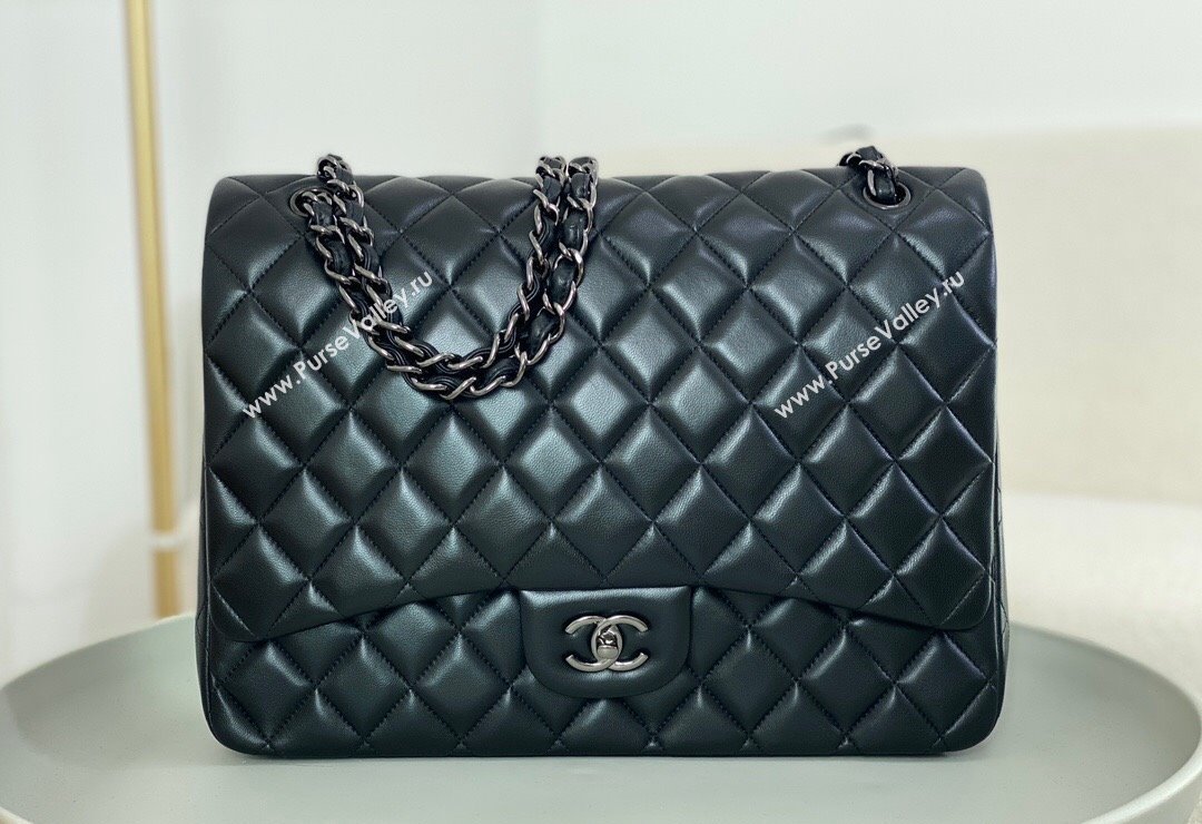 Chanel Lambskin Classic Maxi Flap Bag A58601 Black/Gunmetal 2023 (sm-2312260160)