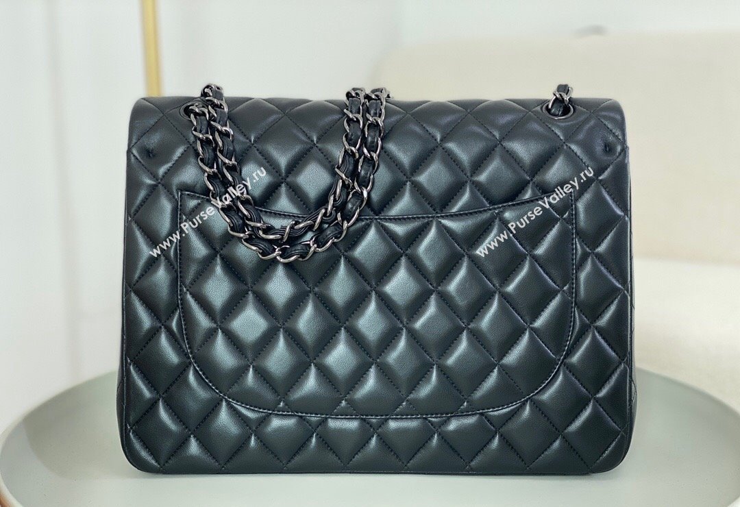 Chanel Lambskin Classic Maxi Flap Bag A58601 Black/Gunmetal 2023 (sm-2312260160)