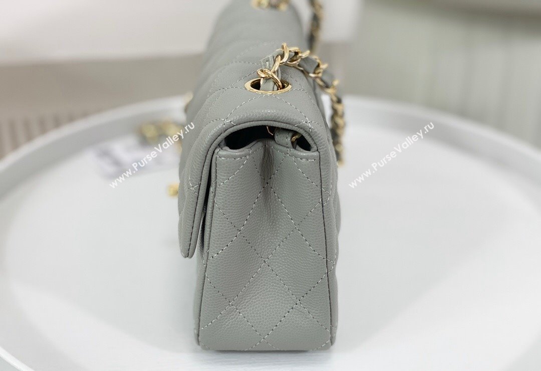 Chanel Grained Calfskin Classic Mini Flap Bag A69900 Light Grey/Gold 2023 (SM-231227013)