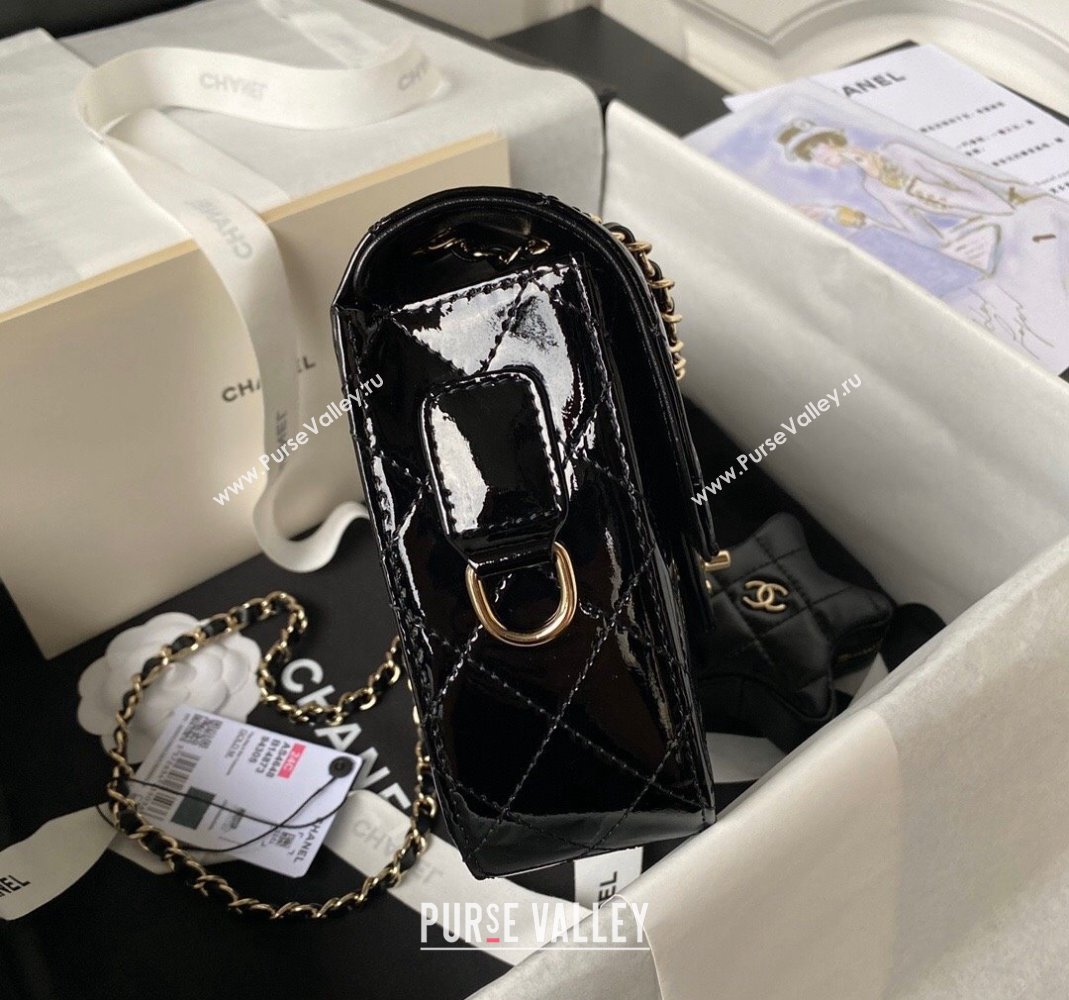 Chanel Mirror Calfskin Flap Bag Star Coin Purse AS4648 Black 2023 (yezi-231226075)