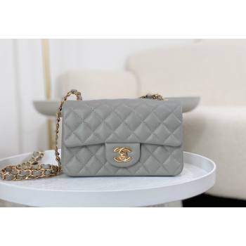Chanel Grained Calfskin Classic Mini Flap Bag A69900 Grey2/Gold 2023 (SM-231227015)