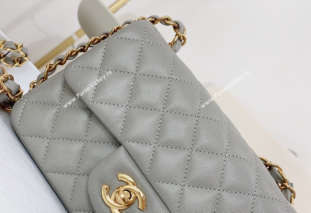 Chanel Grained Calfskin Classic Mini Flap Bag A69900 Grey2/Gold 2023 (SM-231227015)