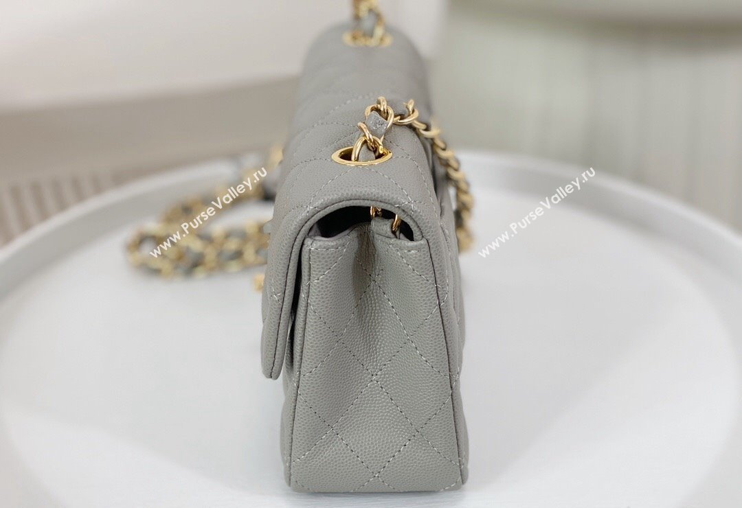 Chanel Grained Calfskin Classic Mini Flap Bag A69900 Grey2/Gold 2023 (SM-231227015)