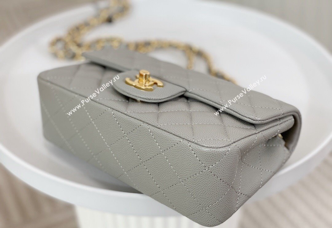 Chanel Grained Calfskin Classic Mini Flap Bag A69900 Grey2/Gold 2023 (SM-231227015)