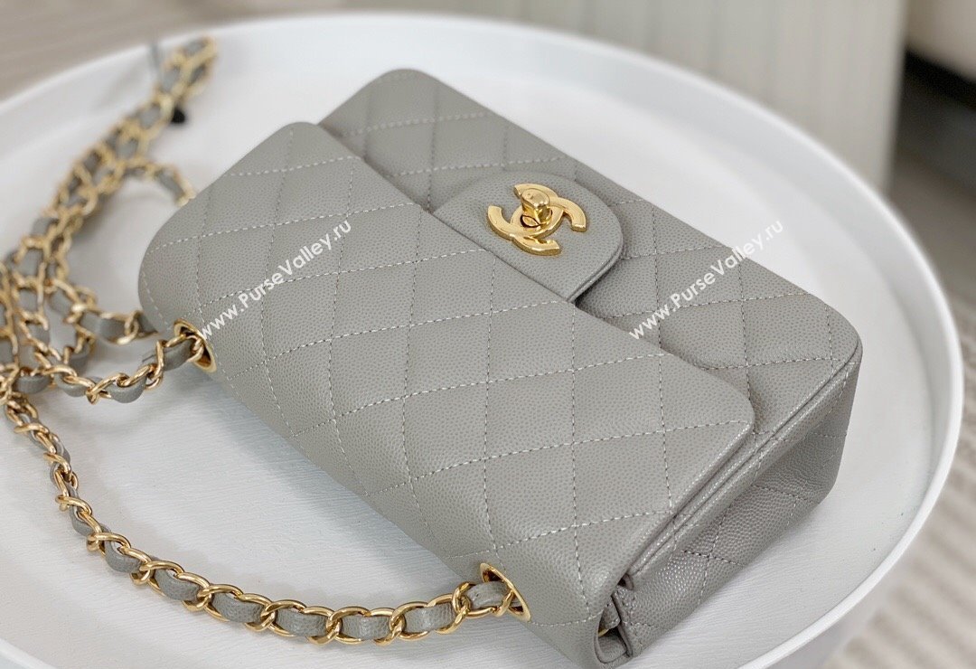 Chanel Grained Calfskin Classic Mini Flap Bag A69900 Grey2/Gold 2023 (SM-231227015)