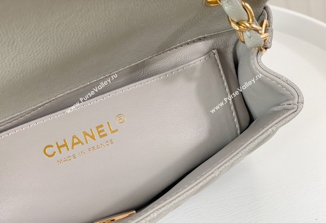 Chanel Grained Calfskin Classic Mini Flap Bag A69900 Grey2/Gold 2023 (SM-231227015)