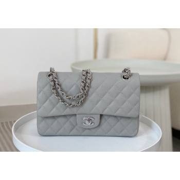 Chanel Grained Calfskin Classic Medium Flap Bag A01112 Grey2/Silver 2023 (SM-231227016)