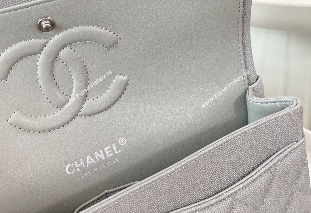 Chanel Grained Calfskin Classic Medium Flap Bag A01112 Grey2/Silver 2023 (SM-231227016)