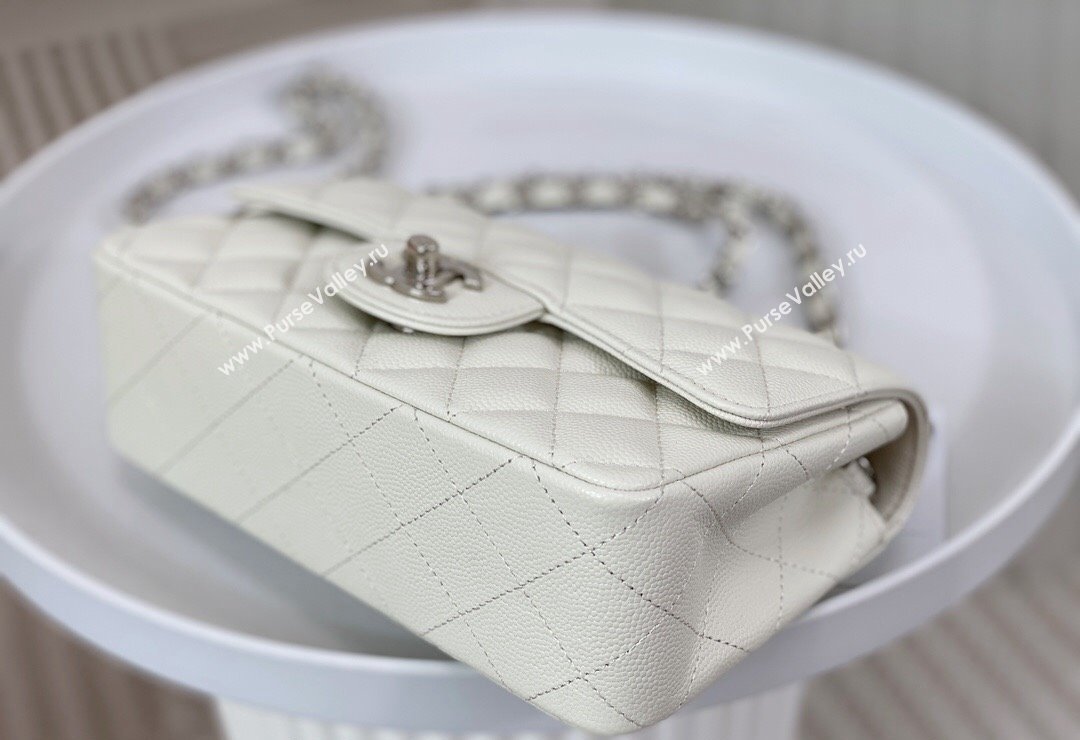 Chanel Grained Calfskin Classic Mini Flap Bag A69900 White/Silver 2023 (SM-231227030)