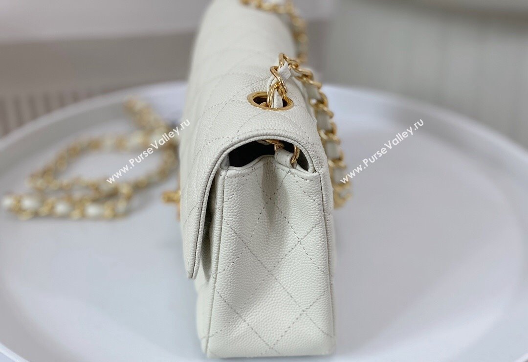 Chanel Grained Calfskin Classic Mini Flap Bag A69900 White/Gold 2023 (SM-231227031)