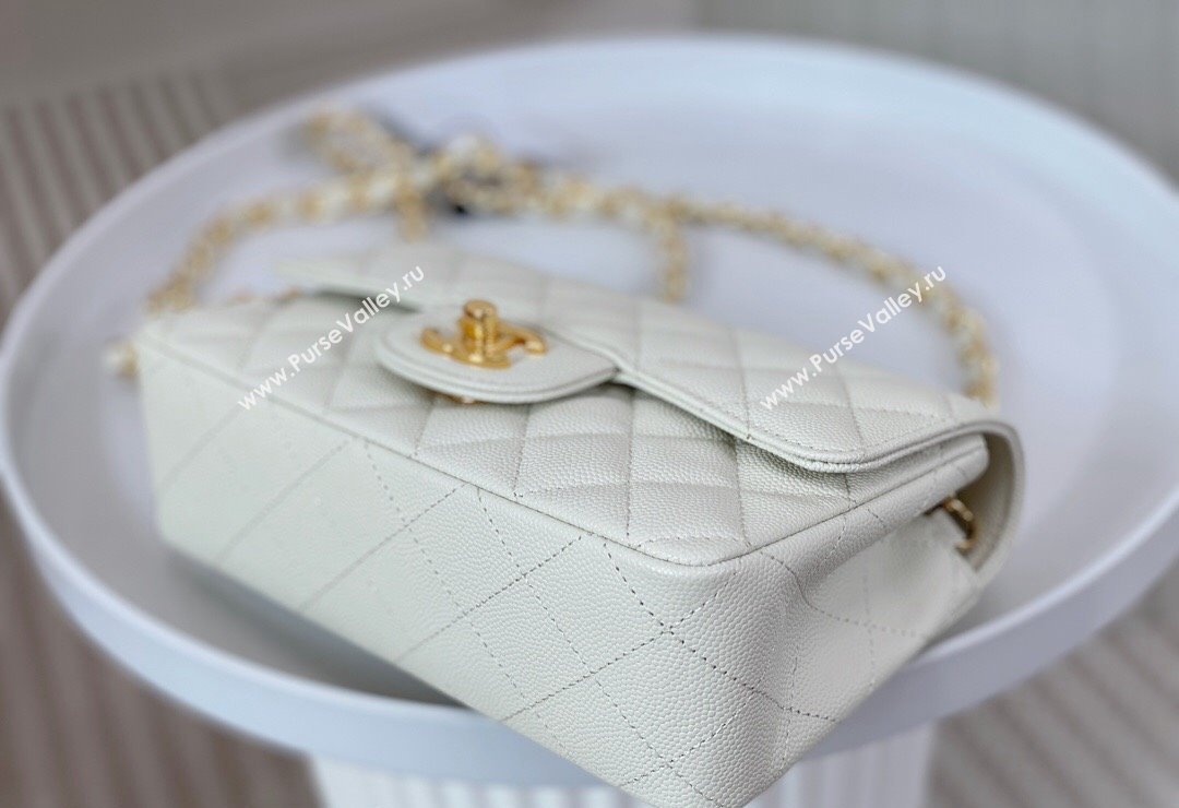 Chanel Grained Calfskin Classic Mini Flap Bag A69900 White/Gold 2023 (SM-231227031)