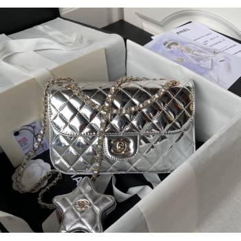 Chanel Mirror Calfskin Flap Bag Star Coin Purse AS4648 Silver 2023 (yezi-231226077)