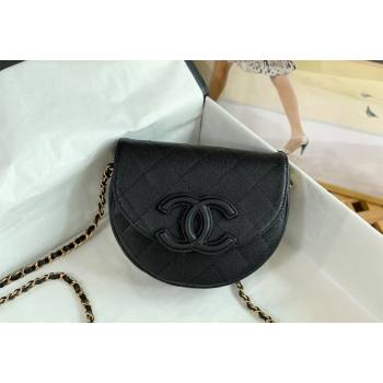 Chanel Grained Calfskin Semicircle Flap Bag AS3867 Black 2023 TOP (SM-231227061)