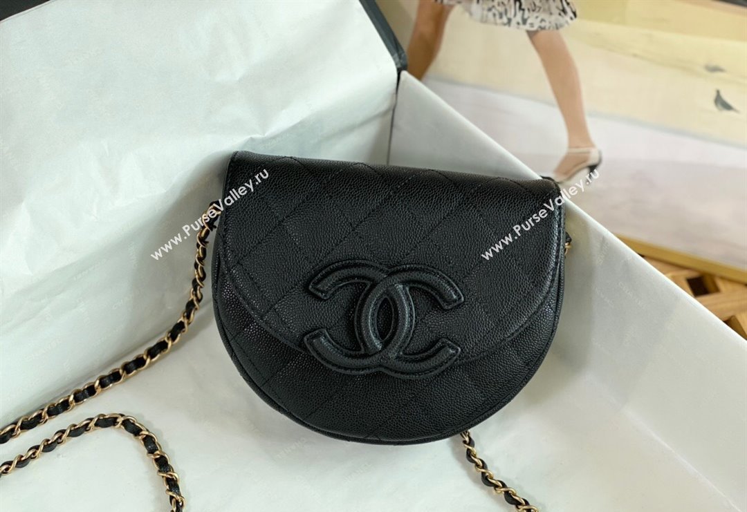 Chanel Grained Calfskin Semicircle Flap Bag AS3867 Black 2023 TOP (SM-231227061)