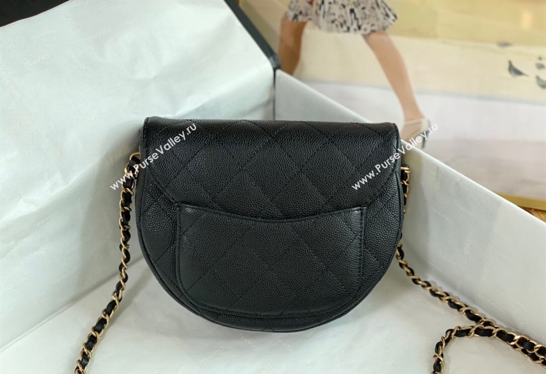 Chanel Grained Calfskin Semicircle Flap Bag AS3867 Black 2023 TOP (SM-231227061)