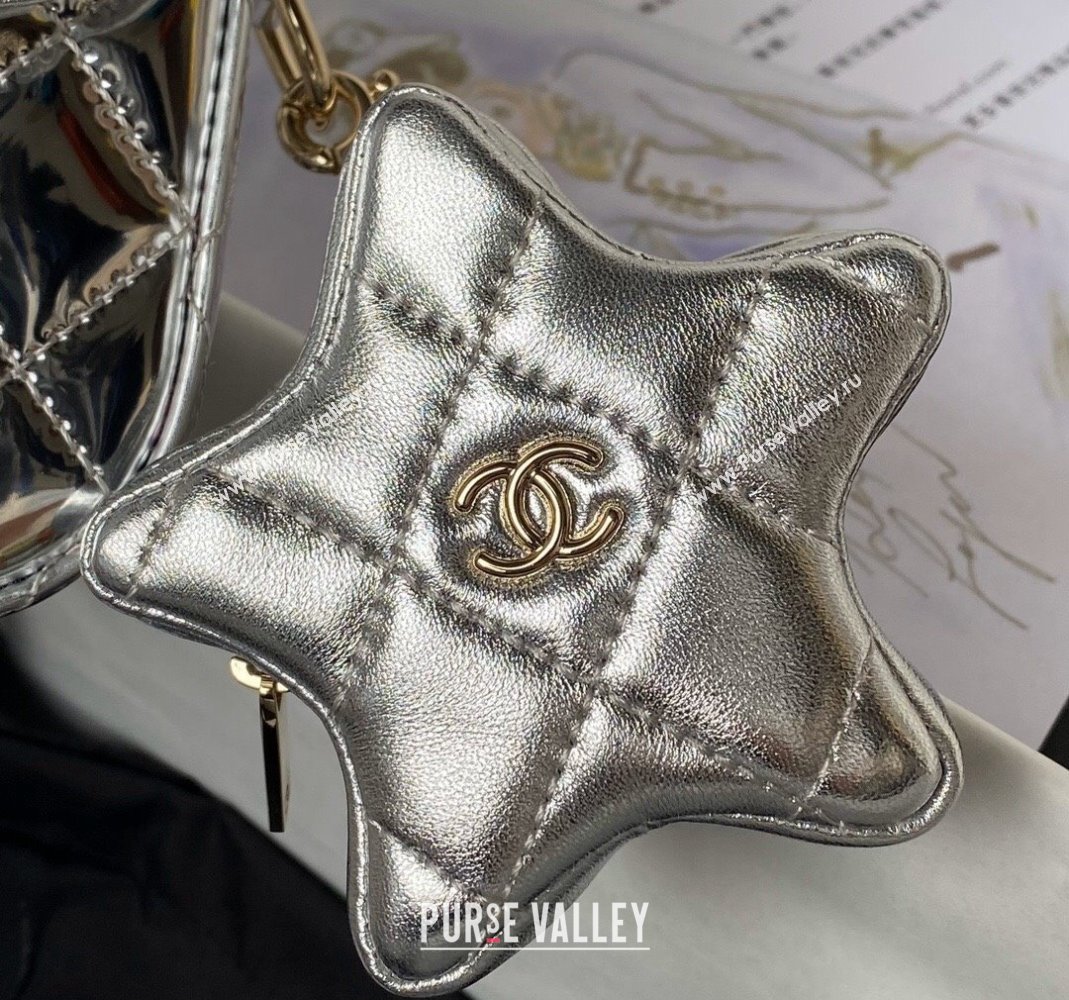 Chanel Mirror Calfskin Flap Bag Star Coin Purse AS4648 Silver 2023 (yezi-231226077)