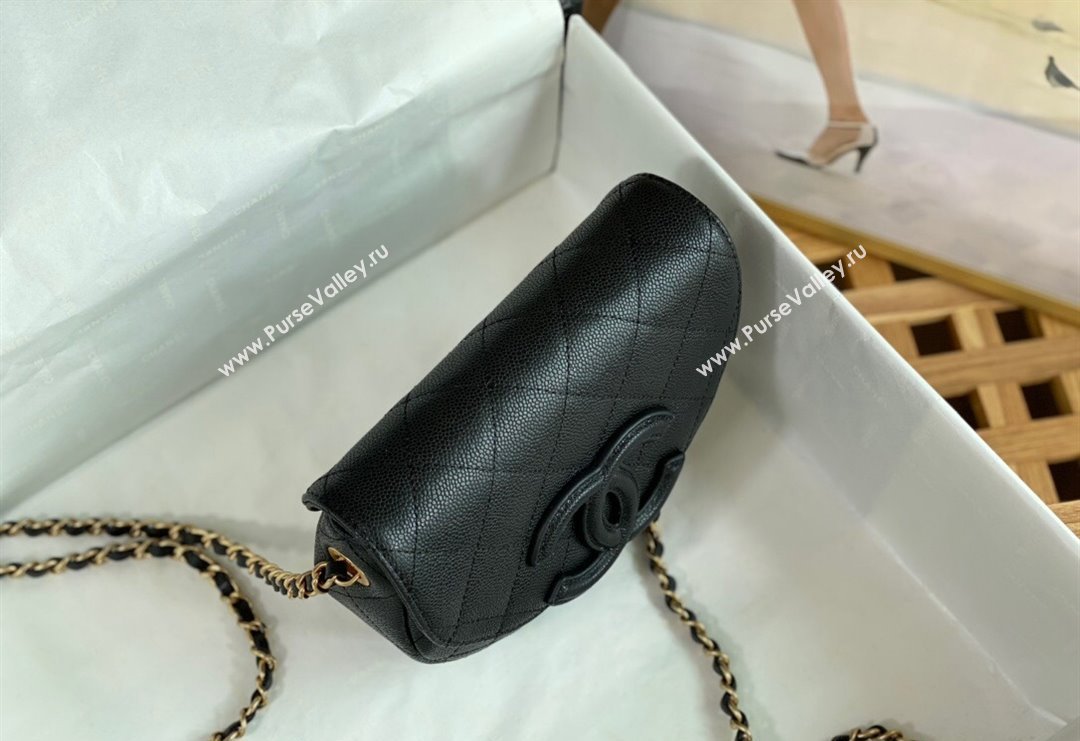 Chanel Grained Calfskin Semicircle Flap Bag AS3867 Black 2023 TOP (SM-231227061)