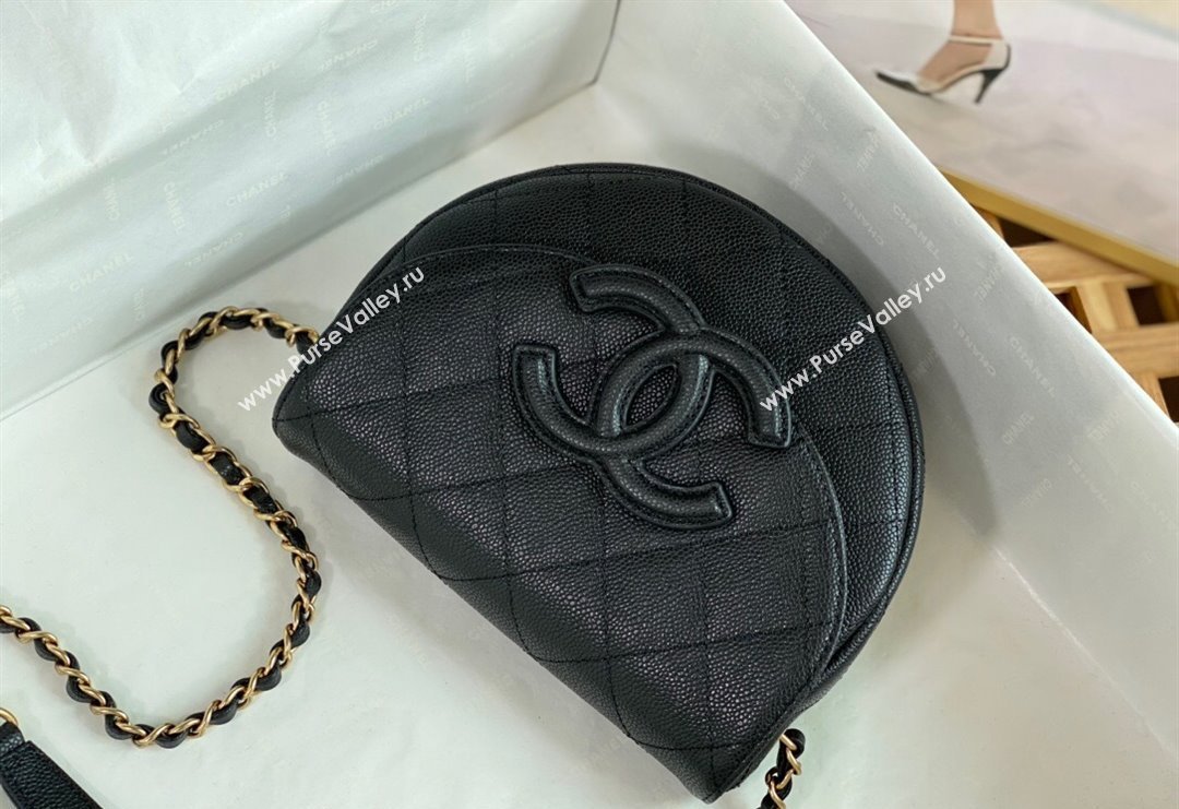 Chanel Grained Calfskin Semicircle Flap Bag AS3867 Black 2023 TOP (SM-231227061)