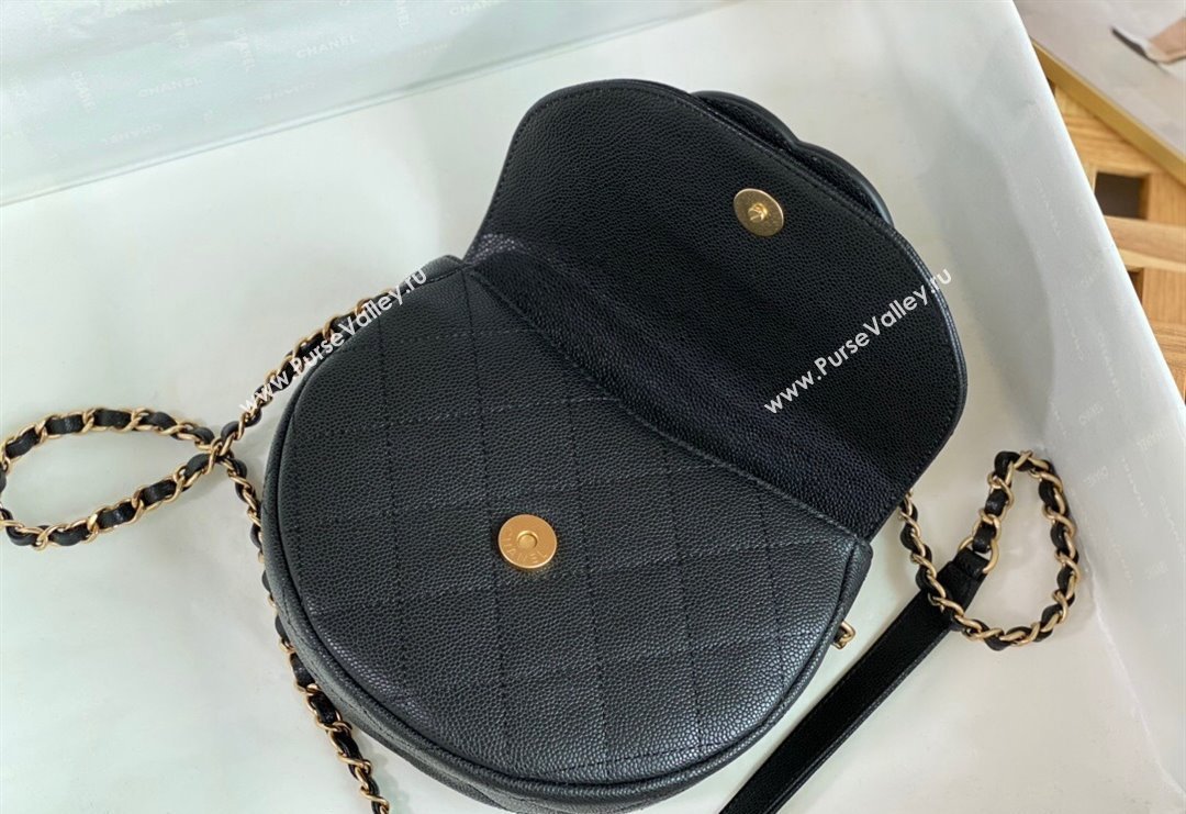 Chanel Grained Calfskin Semicircle Flap Bag AS3867 Black 2023 TOP (SM-231227061)