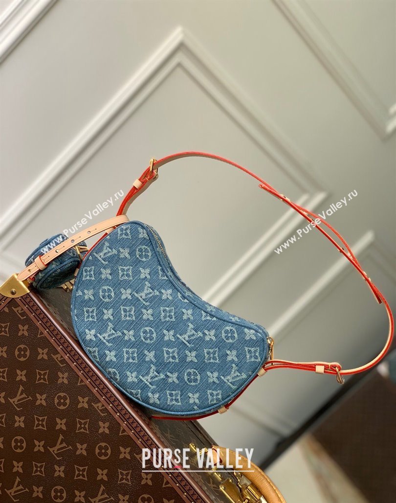 Louis Vuitton Croisette MM Shoulder Bag in Blue Monogram Denim M46856 2023 (KI-231227063)