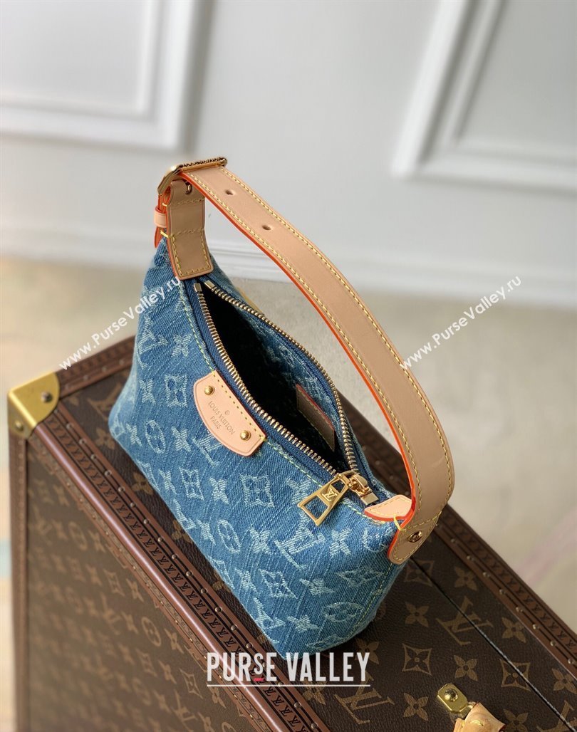 Louis Vuitton Mini Moon Hobo Bag in Blue Monogram Denim M82949 2023 (KI-231227064)