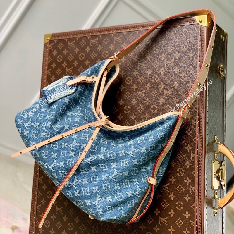 Louis Vuitton Carryall Shoulder Bag MM in Blue Monogram Denim M46855 2023 (KI-231227065)