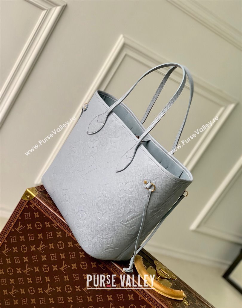 Louis Vuitton Neverfull MM Tote Bag in Embossed Leather M45685 Pale Blue 2023 (KI-231227066)