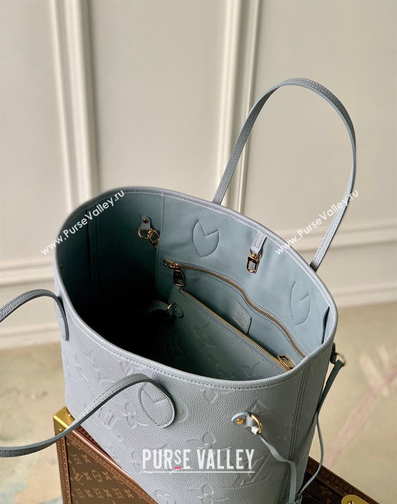 Louis Vuitton Neverfull MM Tote Bag in Embossed Leather M45685 Pale Blue 2023 (KI-231227066)