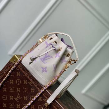 Louis Vuitton Nano Noe Bucket Bag in Bicolor Empreinte Monogram Leather M46291 Light Purple/White 2023 (KI-231227067)