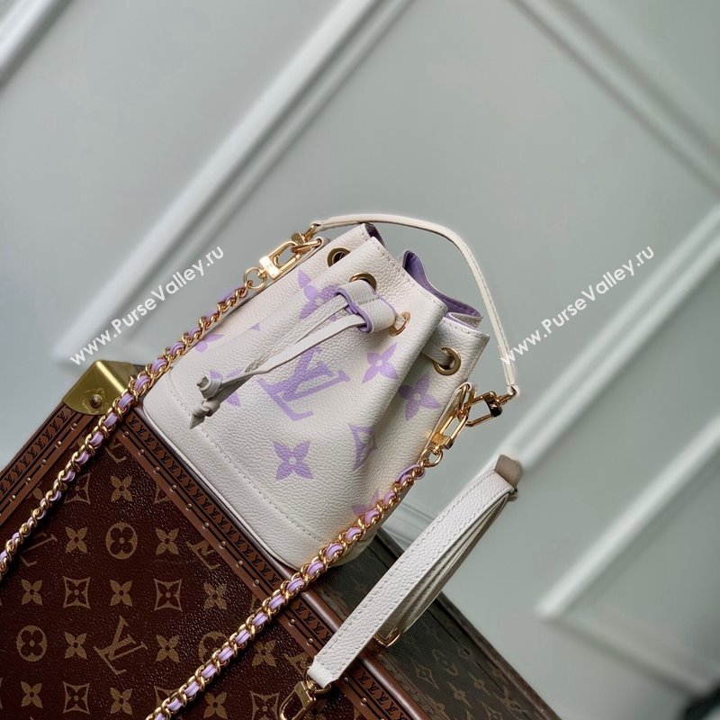 Louis Vuitton Nano Noe Bucket Bag in Bicolor Empreinte Monogram Leather M46291 Light Purple/White 2023 (KI-231227067)