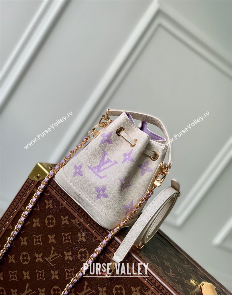 Louis Vuitton Nano Noe Bucket Bag in Bicolor Empreinte Monogram Leather M46291 Light Purple/White 2023 (KI-231227067)