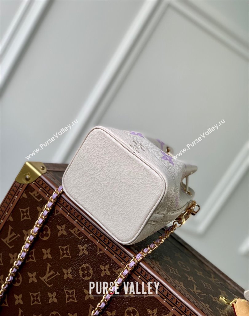 Louis Vuitton Nano Noe Bucket Bag in Bicolor Empreinte Monogram Leather M46291 Light Purple/White 2023 (KI-231227067)