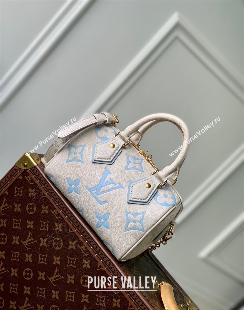 Louis Vuitton Speedy Bandouliere 20 Bag in Bicolor Empreinte Monogram Leather M46397 White/Light Blue 2023 (KI-231227071)