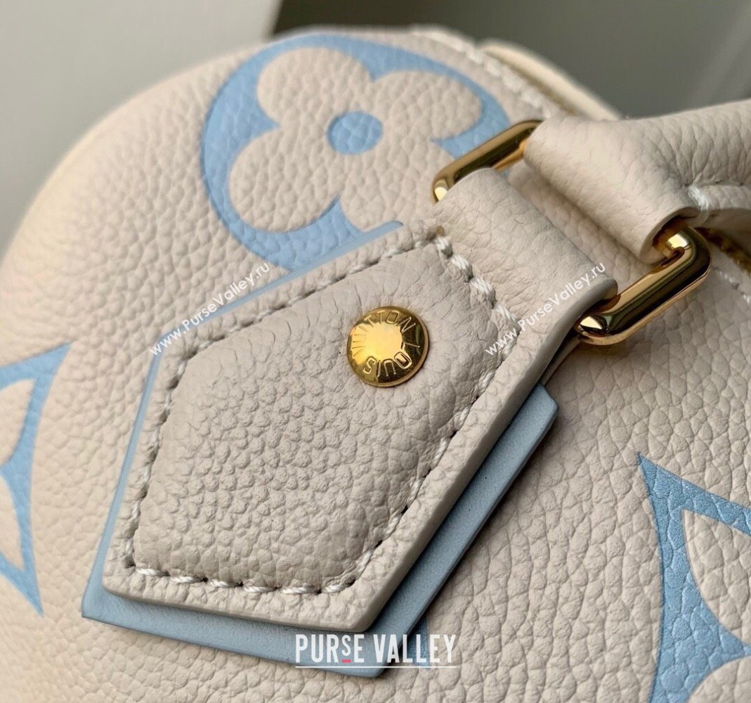 Louis Vuitton Speedy Bandouliere 20 Bag in Bicolor Empreinte Monogram Leather M46397 White/Light Blue 2023 (KI-231227071)