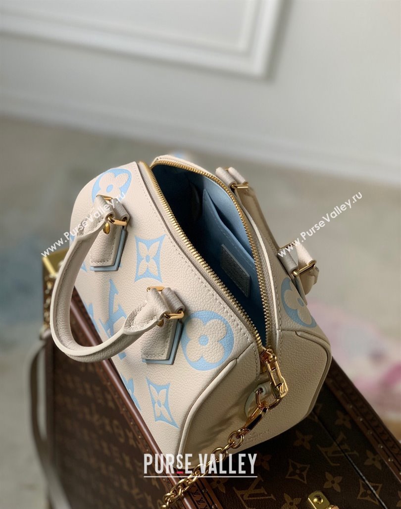 Louis Vuitton Speedy Bandouliere 20 Bag in Bicolor Empreinte Monogram Leather M46397 White/Light Blue 2023 (KI-231227071)